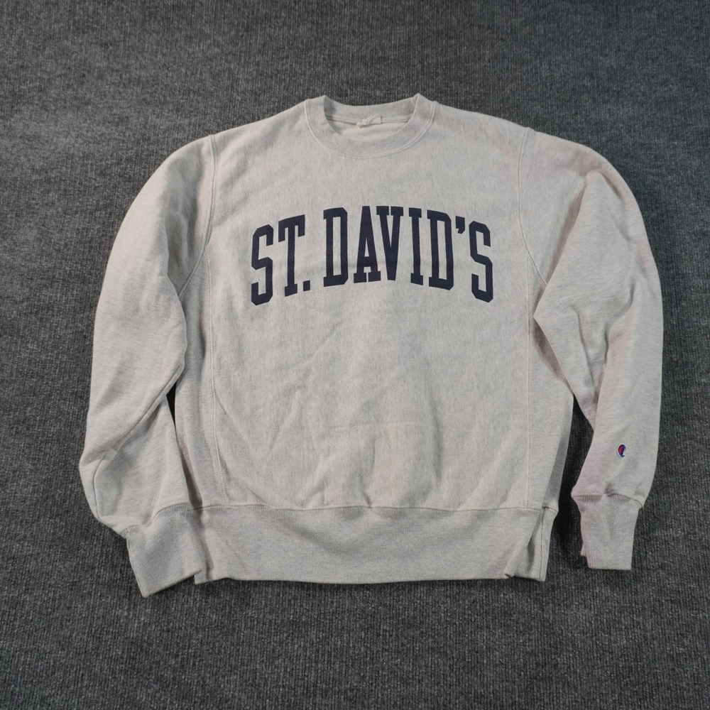 Champion St Davids Reverse Weave Sweatshirt Mens Small Gray Pullover Crew Neck